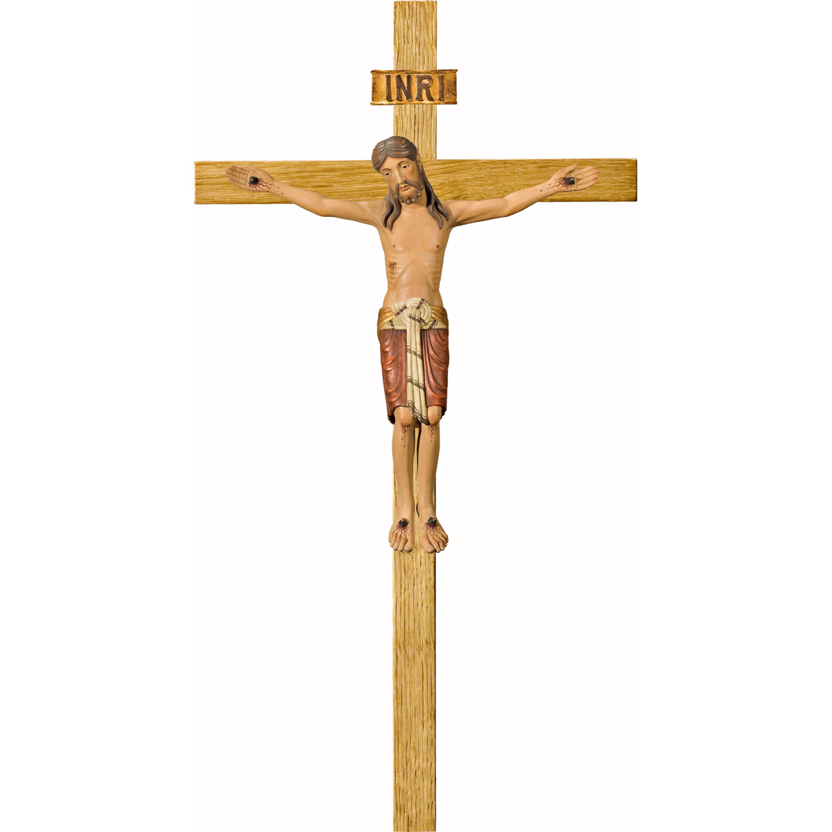 Cristo Románico en cruz de roble